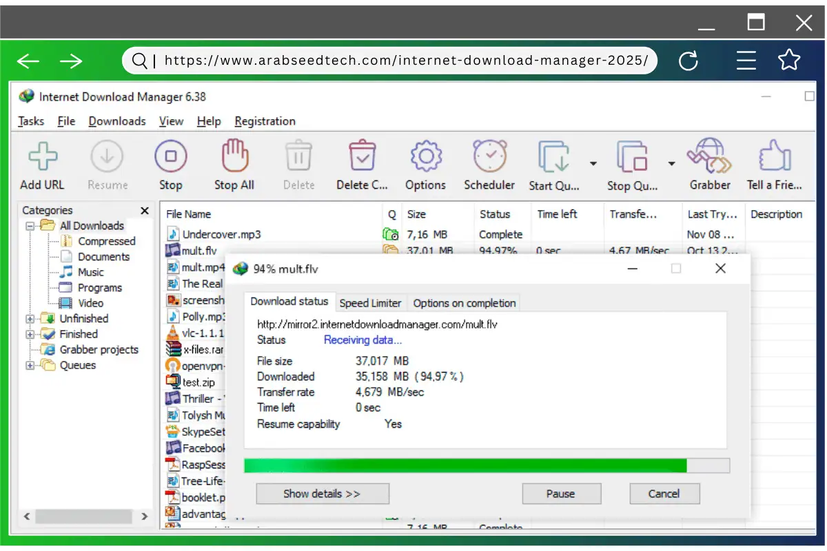 قياس سرعة Internet Download Manager تحميل